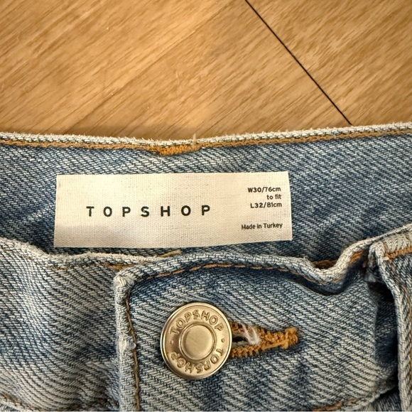 Women's Topshop Light Blue Distressed Ripped Knee High Waisted Jeans - Picture 4 of 5